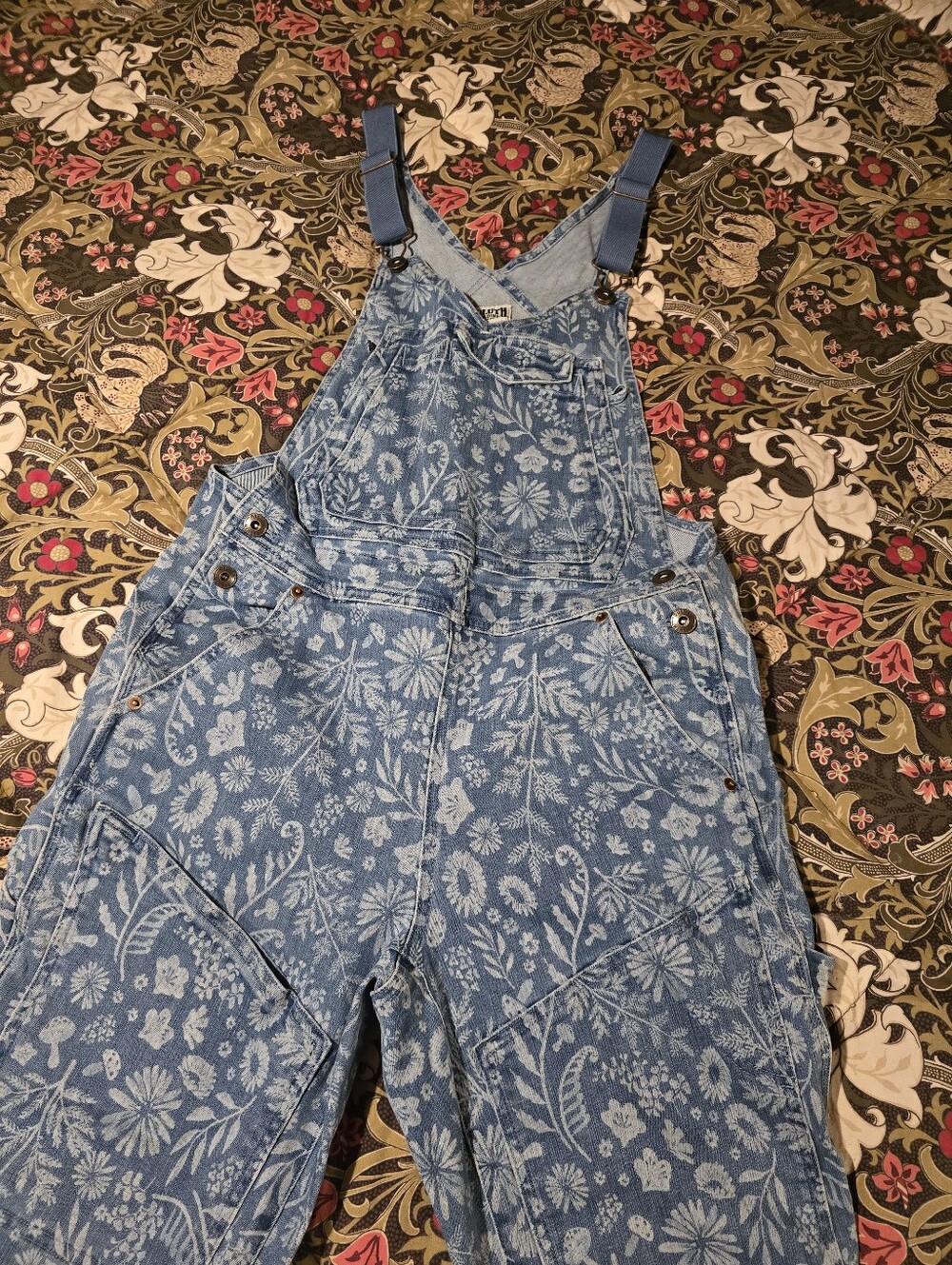 Duluth Womens Skinny Floral Denim Overalls